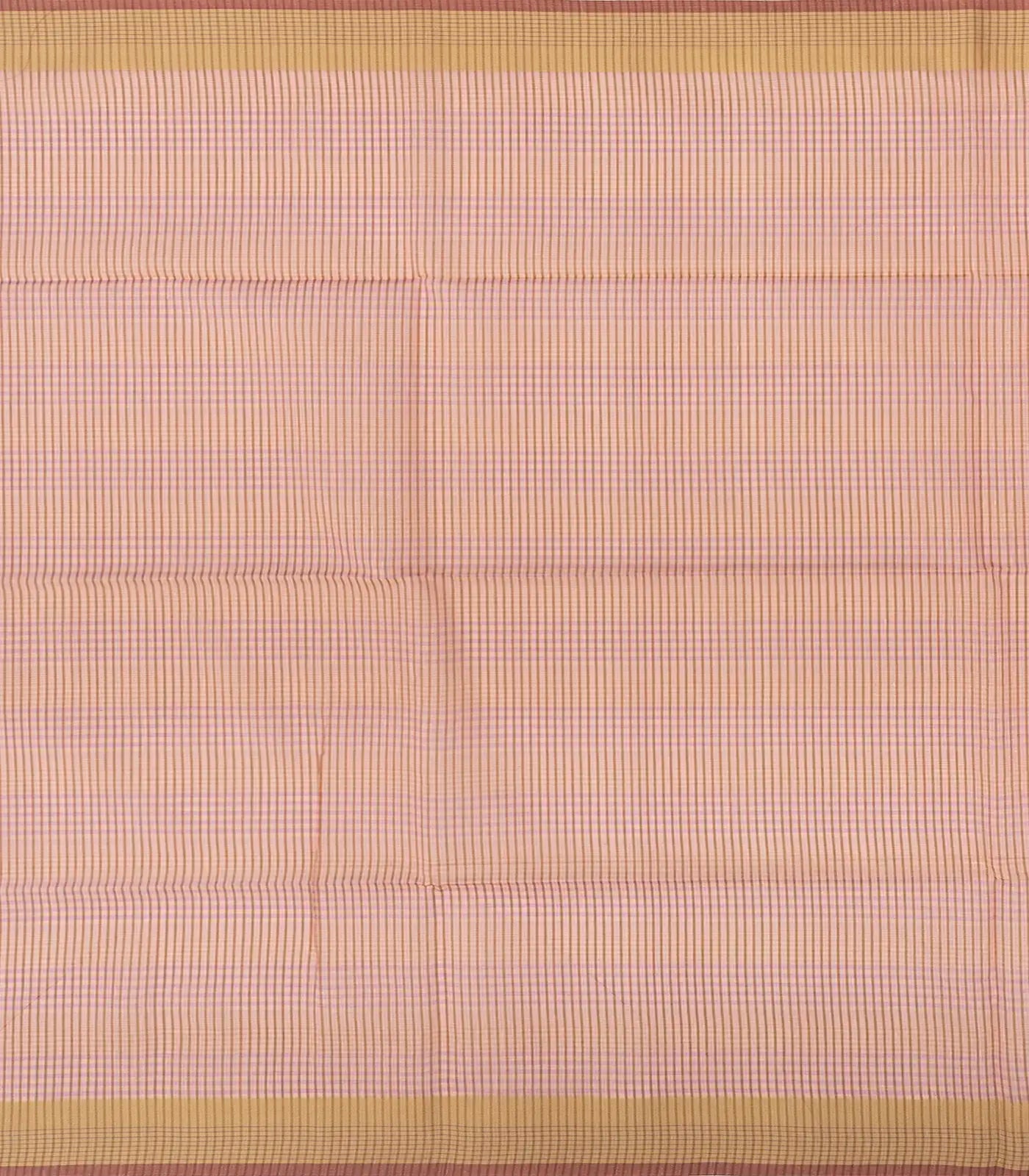 Orange Woven Blended Cotton Saree With Stripes-Orange