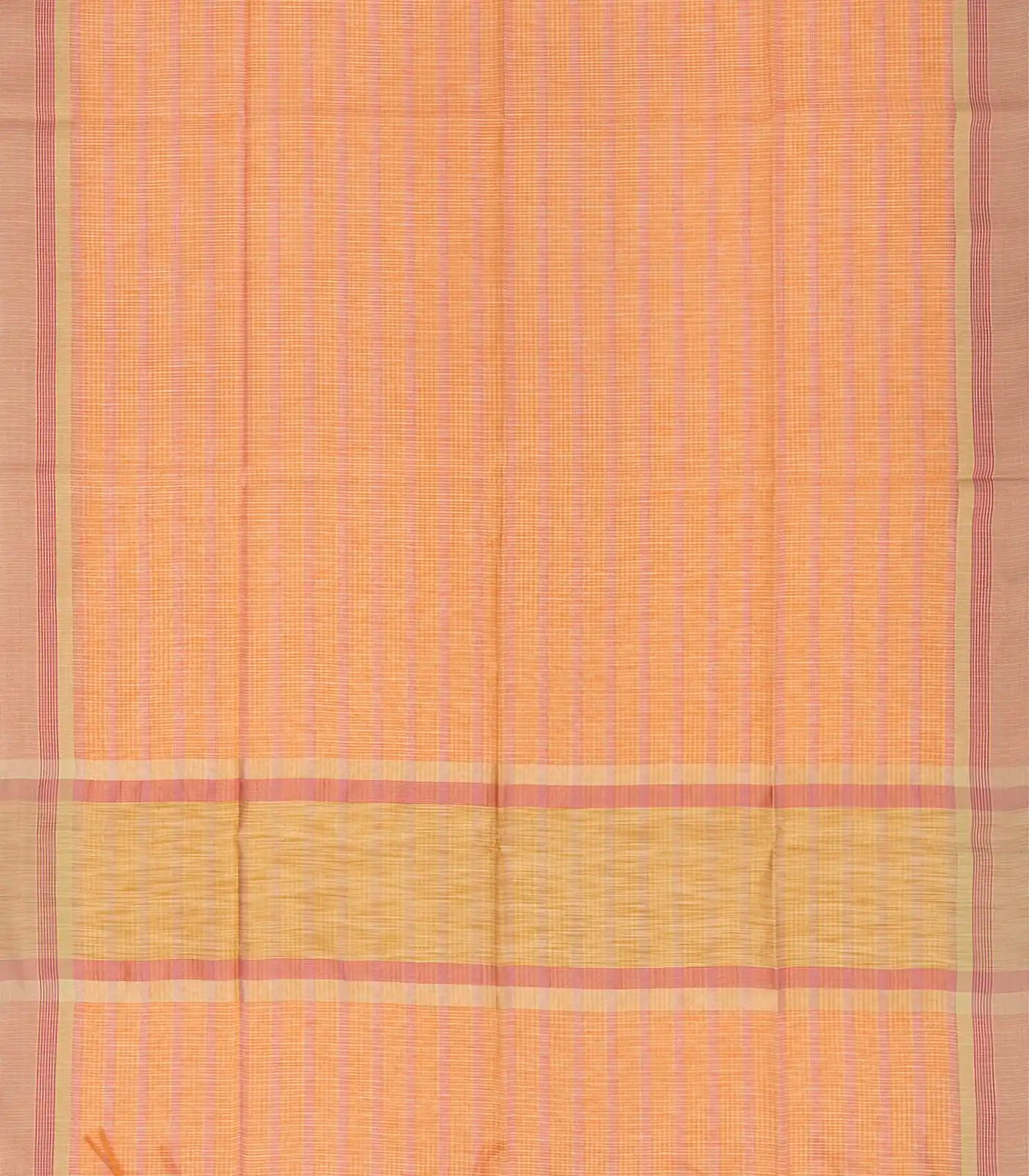 Light Peach Woven Blended Cotton Saree With Checks-Light Peach