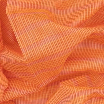 Light Peach Woven Blended Cotton Saree With Checks-Light Peach