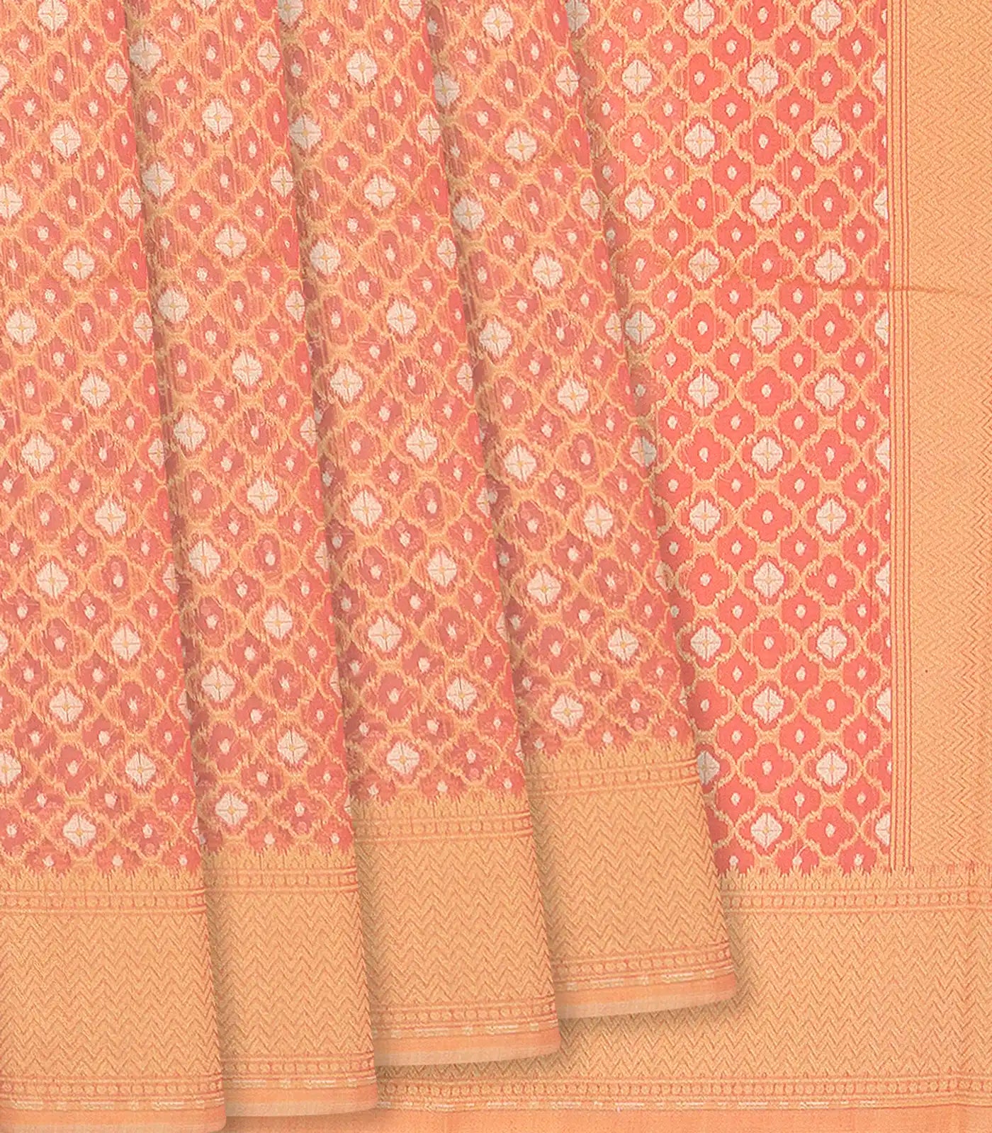 Cardamom Green Woven Banarasi Blended Cotton Saree With Jaal Motifs-Cardamom Green