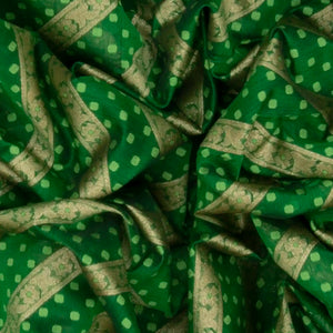 Green Woven Blended Silk Cotton Saree With Diagonal Floral Motifs -Green