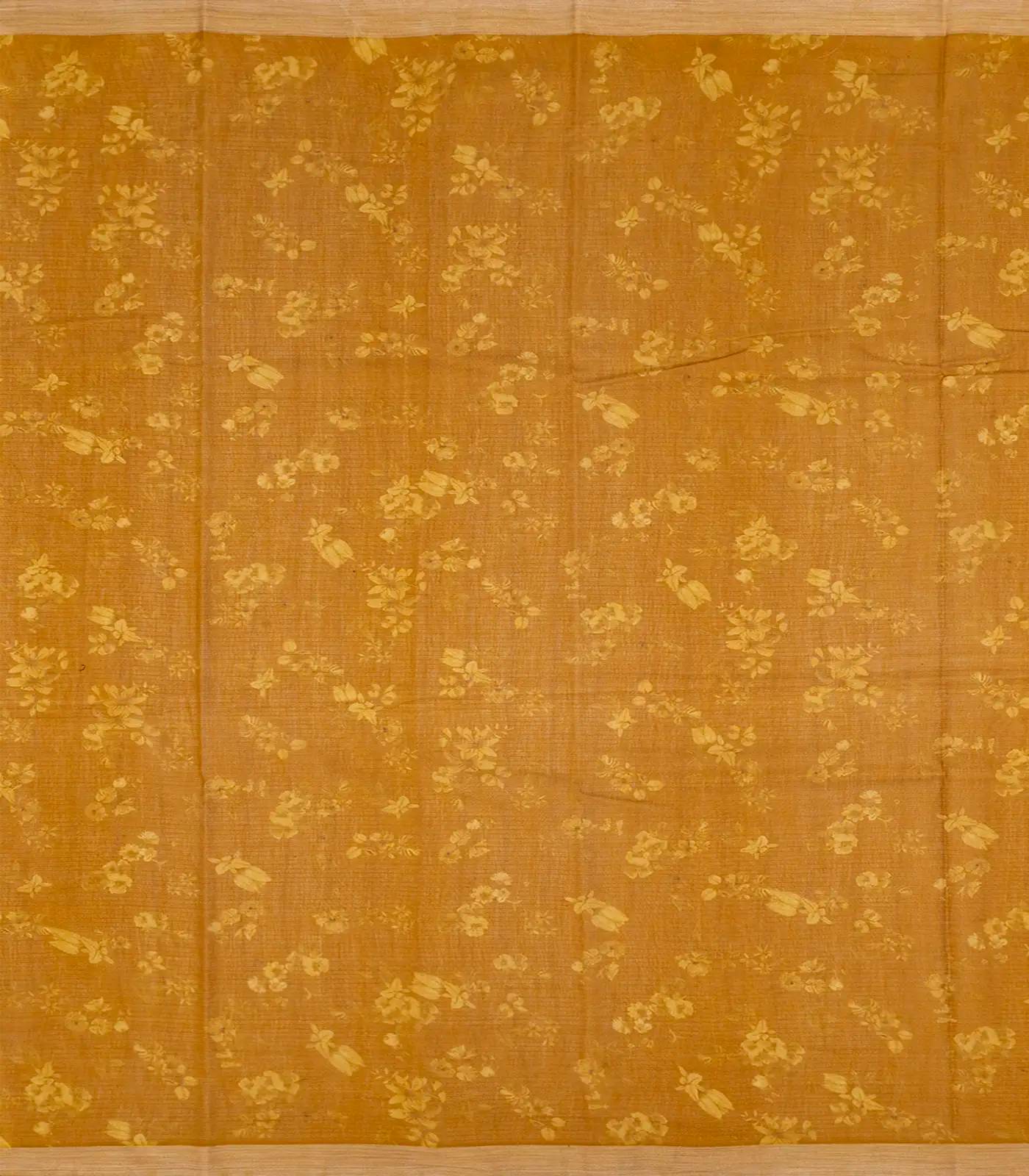 Oil Mustard Woven Kota Silk Saree With Printed Floral Motifs-OIL MUSTARD