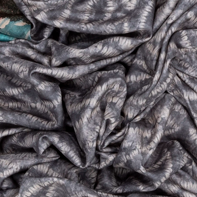 Grey Blended Dupion Saree Printed With Cow Motifs-Grey