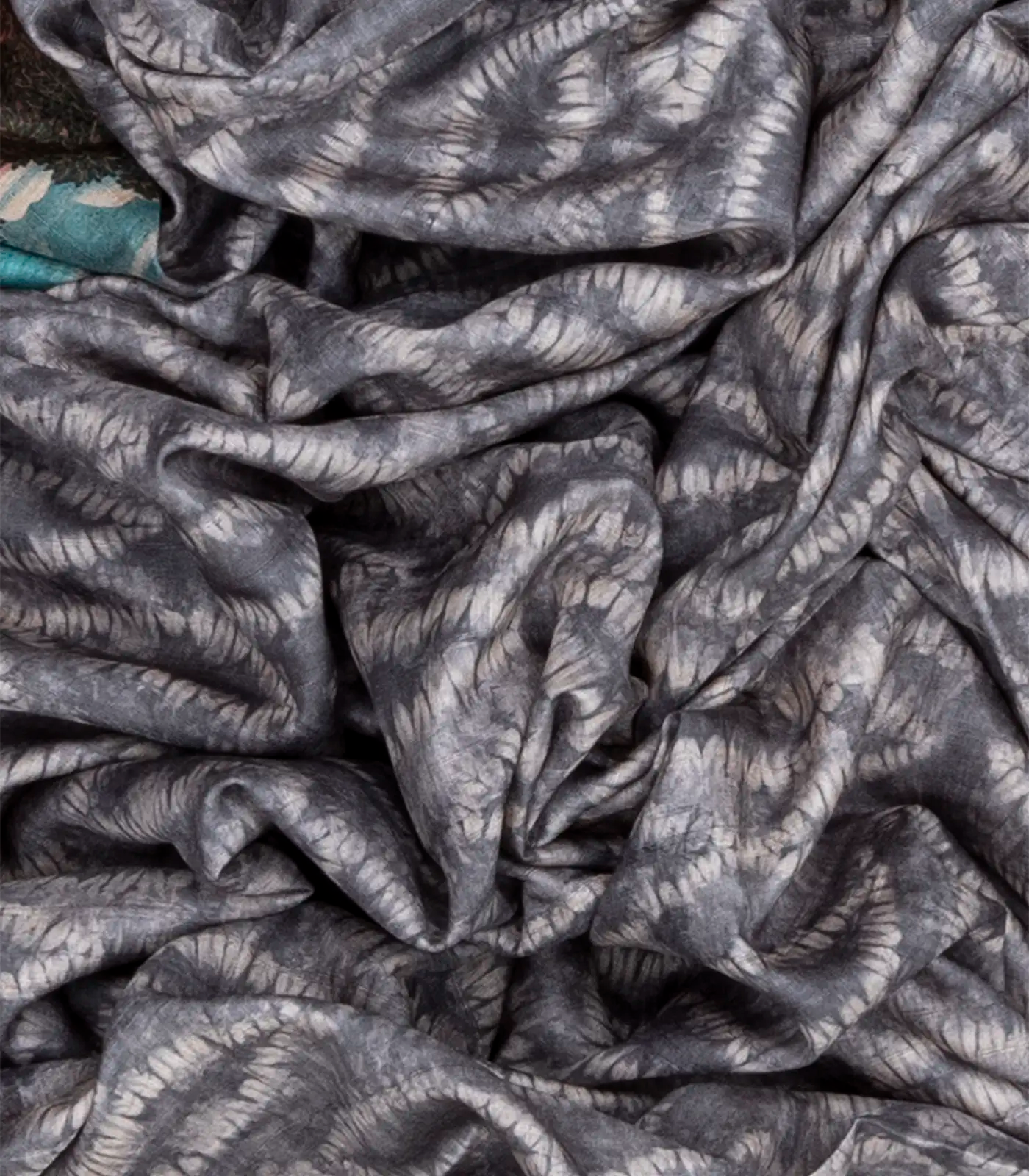 Grey Blended Dupion Saree Printed With Cow Motifs-Grey