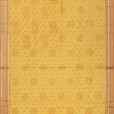 Sandal Woven Blended Organza Saree With Floral Motifs-Sandal