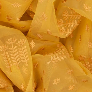 Sandal Woven Blended Organza Saree With Floral Motifs-Sandal