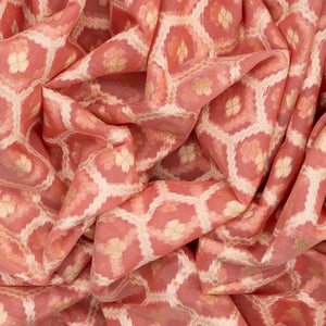 Peach Blended Banarasi Cotton Saree With Floral Jaal Motifs-Peach