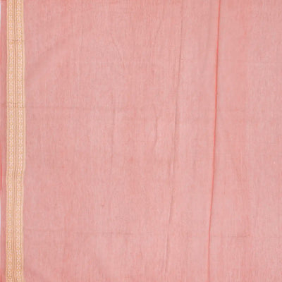 Peach Blended Banarasi Cotton Saree With Floral Jaal Motifs-Peach