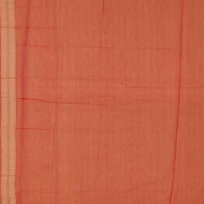 Dark Peach Blended Banarasi Cotton Saree With Floral Motifs-Dark Peach