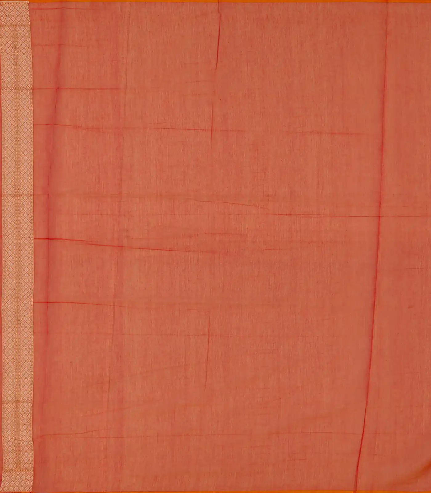 Dark Peach Blended Banarasi Cotton Saree With Floral Motifs-Dark Peach