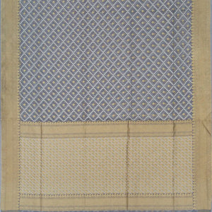 Grey Blended Banarasi Cotton Saree With Mango Motifs-Grey