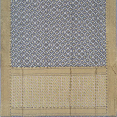 Grey Blended Banarasi Cotton Saree With Mango Motifs-Grey