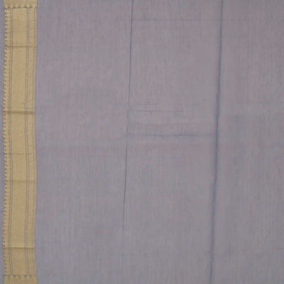 Grey Blended Banarasi Cotton Saree With Mango Motifs-Grey
