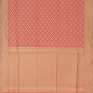 Peach Blended Banarasi Cotton Saree With Floral Motifs-Peach