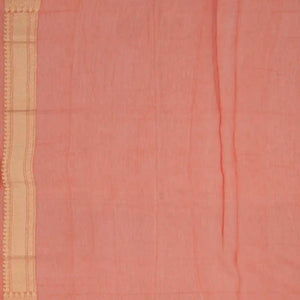 Peach Blended Banarasi Cotton Saree With Floral Motifs-Peach