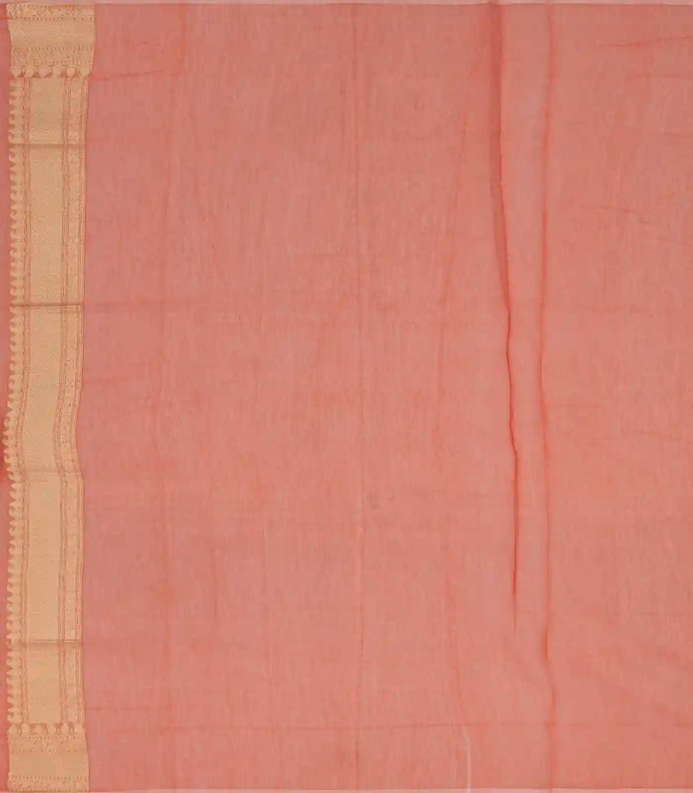 Peach Blended Banarasi Cotton Saree With Floral Motifs-Peach