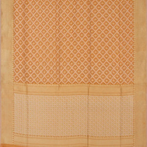 Light Peach Blended Banarasi Cotton Saree With Floral Jaal Motifs-Light Peach