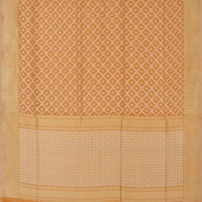 Light Peach Blended Banarasi Cotton Saree With Floral Jaal Motifs-Light Peach