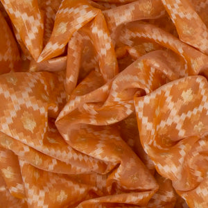 Light Peach Blended Banarasi Cotton Saree With Floral Jaal Motifs-Light Peach