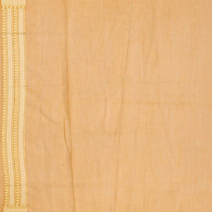 Light Peach Blended Banarasi Cotton Saree With Floral Chevron Motifs-Light Peach