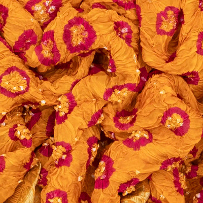 Mustard Woven Blended Bandhej Saree With Animal Motifs-Mustard