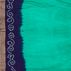Aquamarine Woven Blended Bandhej Saree With Paithani Border-Aquamarine