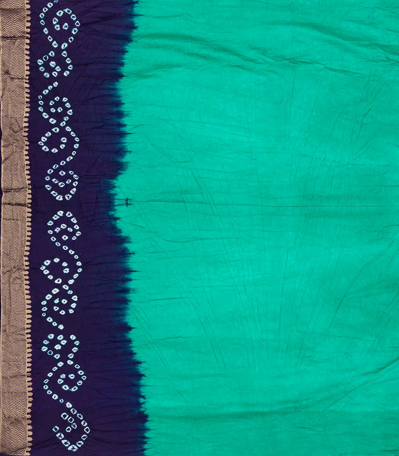Aquamarine Woven Blended Bandhej Saree With Paithani Border-Aquamarine