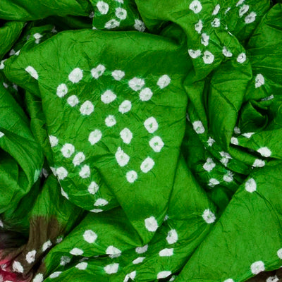 Green Woven Blended Bandhej Saree With Paithani Border-Green