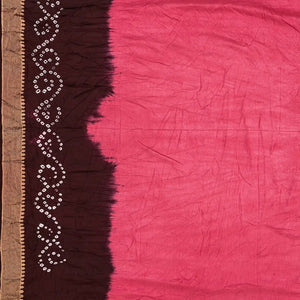 Pink Woven Blended Bandhej Saree With Paithani Border-Pink