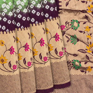 Pista Green Woven Blended Bandhej Saree With Paithani Border-Pista Green