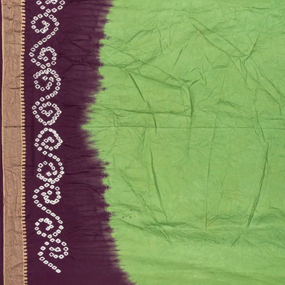 Pista Green Woven Blended Bandhej Saree With Paithani Border-Pista Green