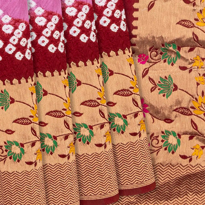 Lavender Woven Blended Bandhej Saree With Paithani Border-Lavander