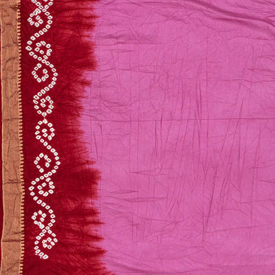 Lavender Woven Blended Bandhej Saree With Paithani Border-Lavander