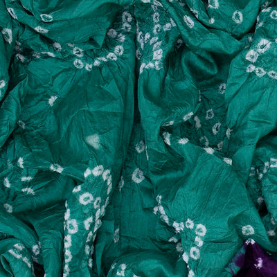 Cyan Woven Blended Bandhej Saree With Paithani Border-Cyan