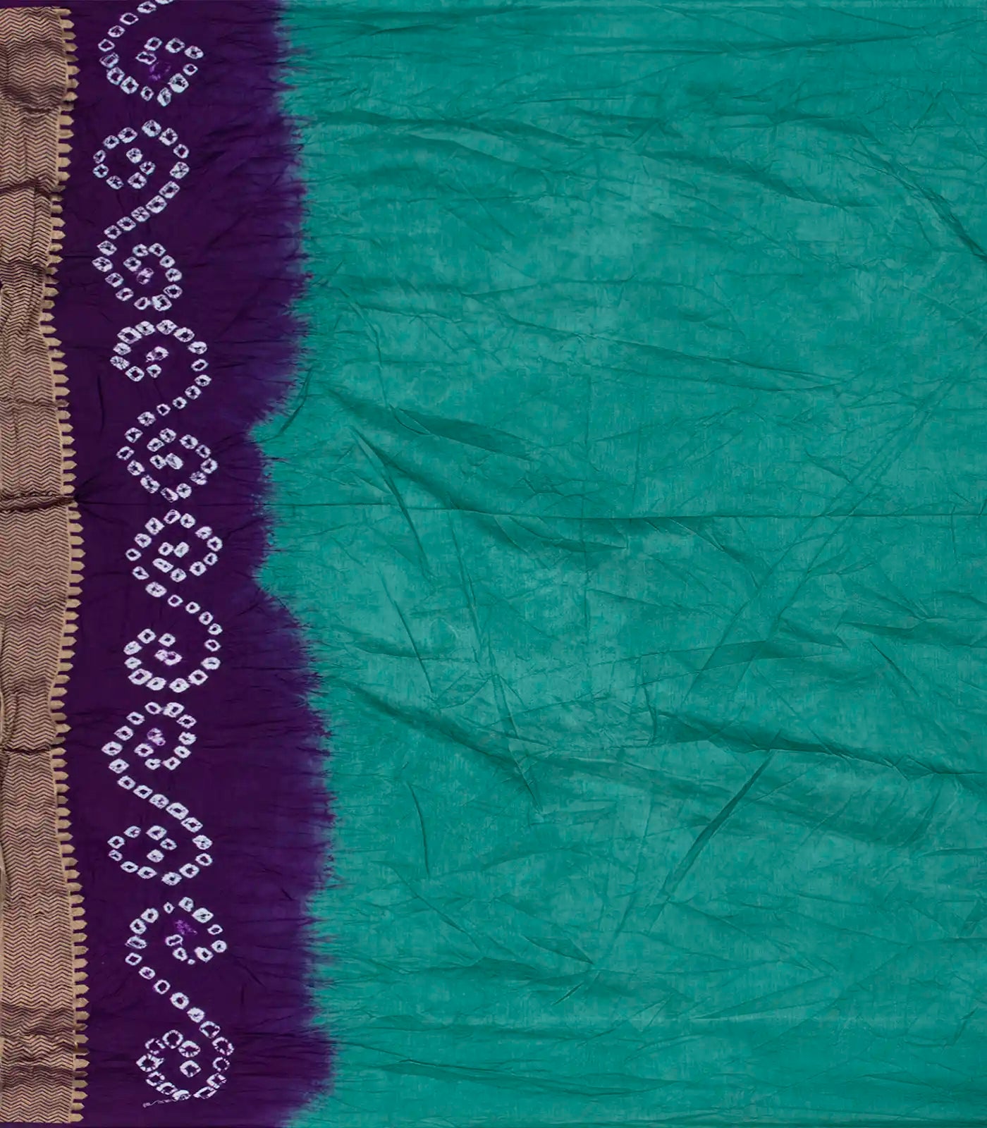 Cyan Woven Blended Bandhej Saree With Paithani Border-Cyan