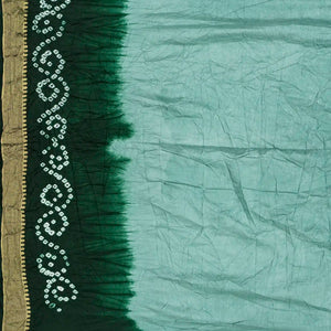 Shadow Green Woven Blended Bandhej Saree With Paithani Border-Shadow Green