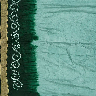 Shadow Green Woven Blended Bandhej Saree With Paithani Border-Shadow Green