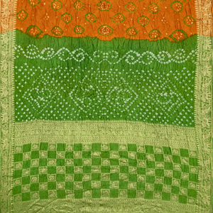 Oil Mustard Woven Blended Bandhej Saree With Elephant Motifs-OIL MUSTARD