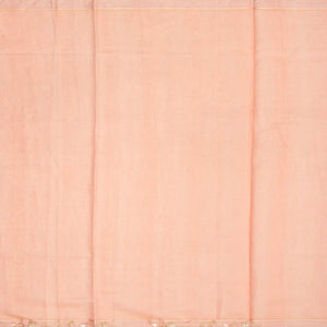 Peach Tissue Embroidered Saree With Floral Motifs-Peach