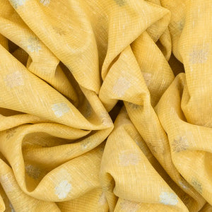 Yellow Tissue Embroidered Saree With Floral Motifs-Yellow