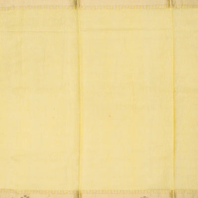 Yellow Tissue Embroidered Saree With Floral Motifs-Yellow