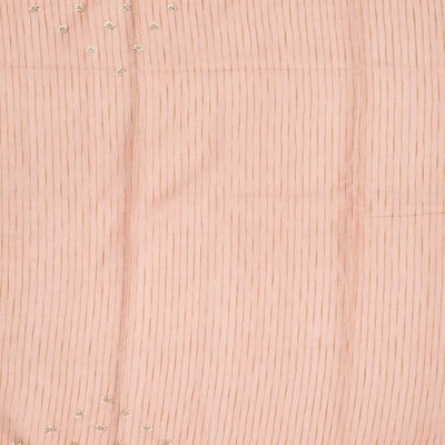 Peach Tissue Embroidered Saree With Floral Butta Motifs-Peach