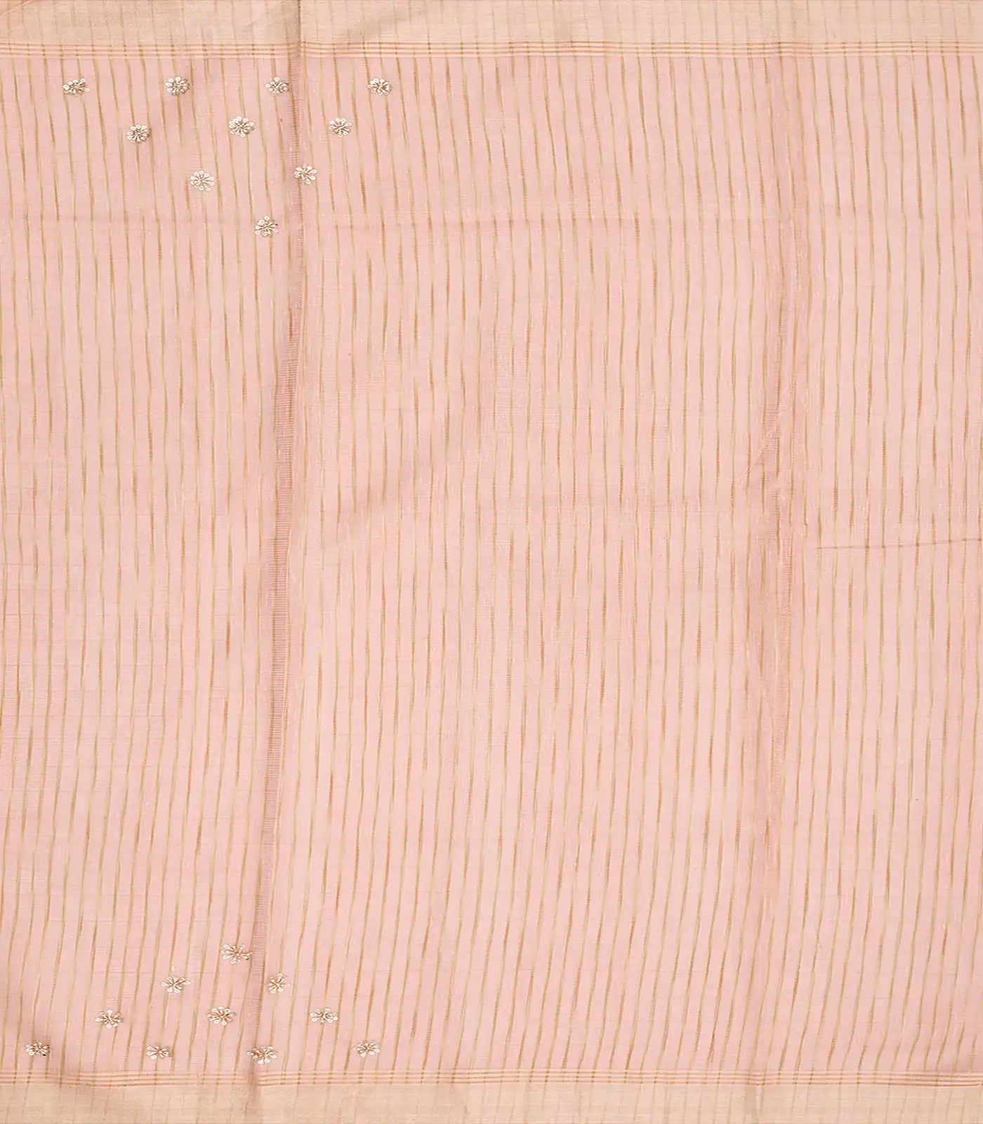 Peach Tissue Embroidered Saree With Floral Butta Motifs-Peach