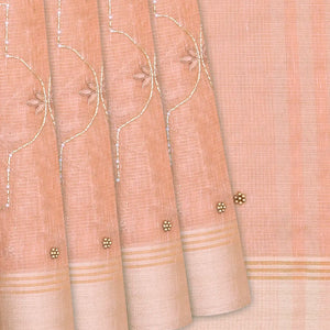 Baby Pink Tissue Embroidered Saree With Jaal Motifs-Baby Pink