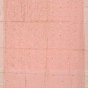 Baby Pink Tissue Embroidered Saree With Jaal Motifs-Baby Pink