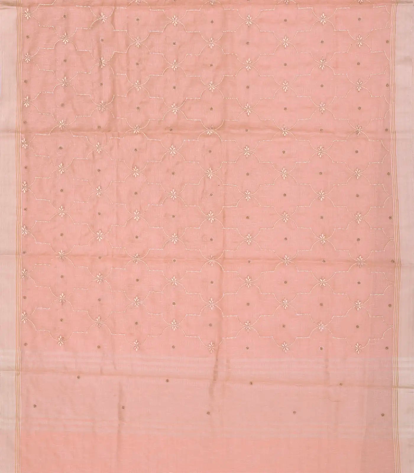 Baby Pink Tissue Embroidered Saree With Jaal Motifs-Baby Pink