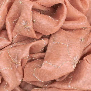 Baby Pink Tissue Embroidered Saree With Jaal Motifs-Baby Pink