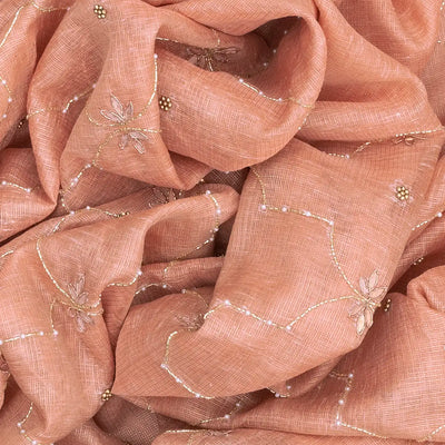 Baby Pink Tissue Embroidered Saree With Jaal Motifs-Baby Pink