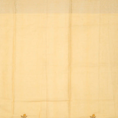 Sandal Woven Tissue Saree With Embroidered Floral Motifs-Sandal