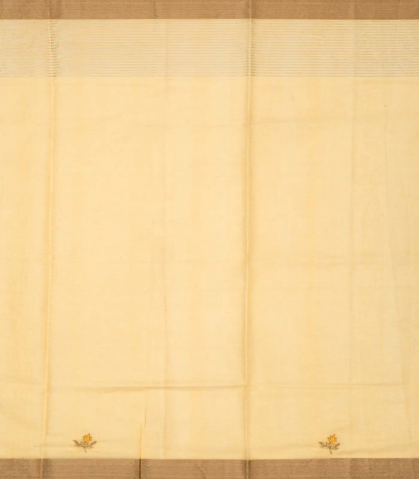 Sandal Woven Tissue Saree With Embroidered Floral Motifs-Sandal